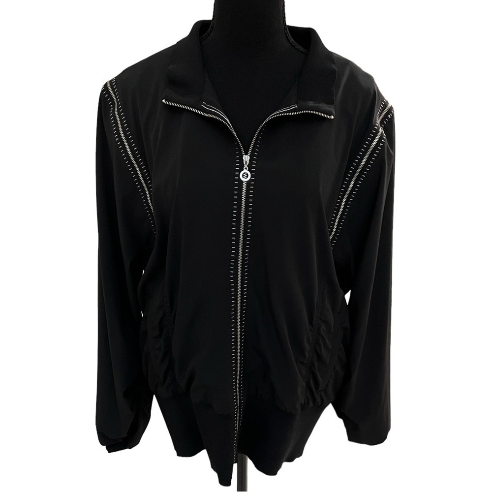 Betty Barclay Black Zip Up Lightweight Jacket Size 1X